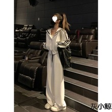 时尚套装女24春秋新款韩版宽松显瘦外套休闲阔腿裤运动服三件套