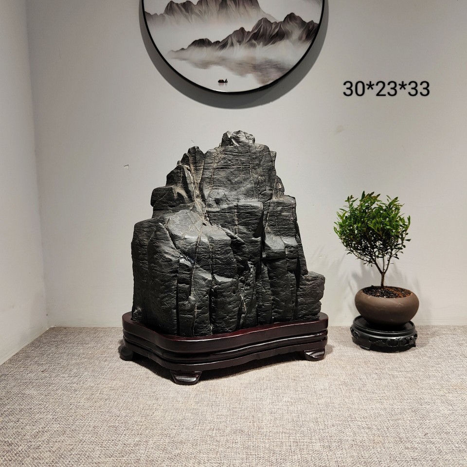 灵璧石奇石开业乔迁送礼办公室玄关书柜假山天然桌面摆件中式