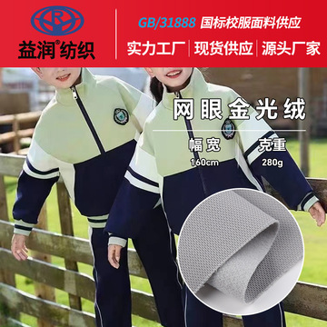 网眼金光绒 运动服布料 柔软抓绒校服 高档校服面料