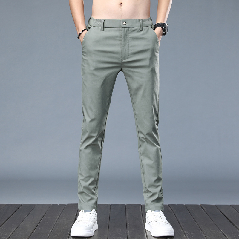 Casual Pants Men‘s 2023 Fall New Men‘s Pants Ice Silk Thick Korean Style Trendy Slim Straight All-Matching Long Pants