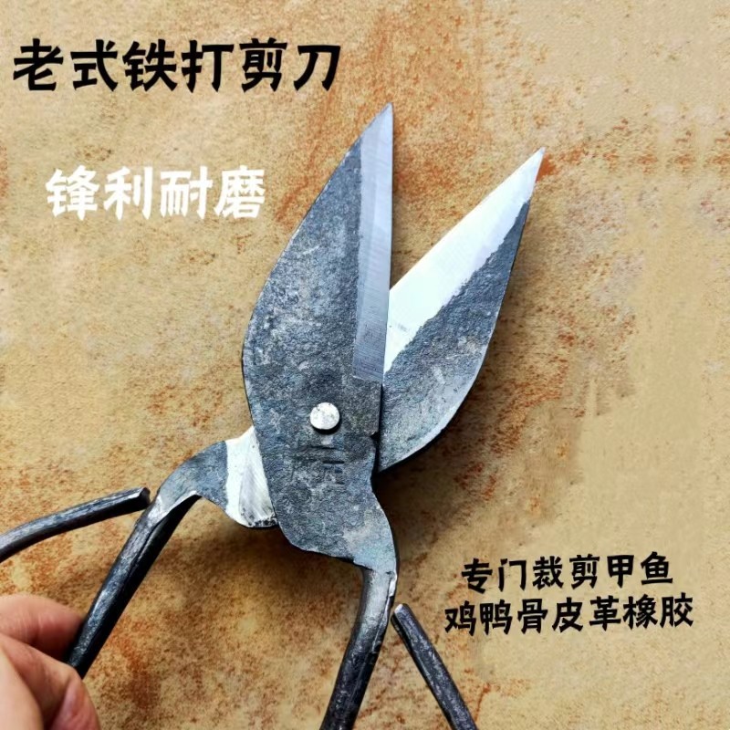 正宗永康老款剪刀大头宽口铁剪刀鸡鸭鱼骨剪甲鱼剪锻打夹钢剪小号