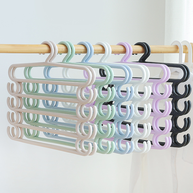 Plastic Hanger Creative Home Multi-Layer Storage Pants Rack Color Multi-Functional Five-Layer Towel Hanging Clothes Hanger