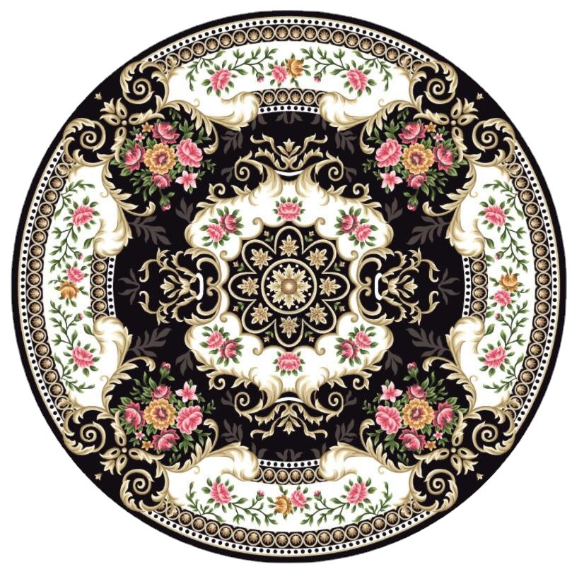 Cross-Border Pastoral Floral round Carpet European Retro Ethnic Style Living Room Bedroom Nacelle Chair Non-Slip Floor Mat