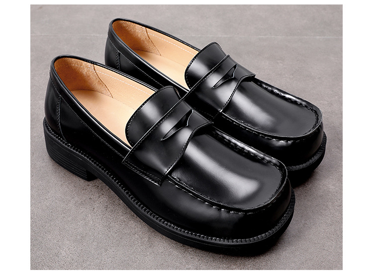 4900jk制服鞋日系小皮鞋女大头2021新爆款单鞋真皮方头厚底乐福鞋