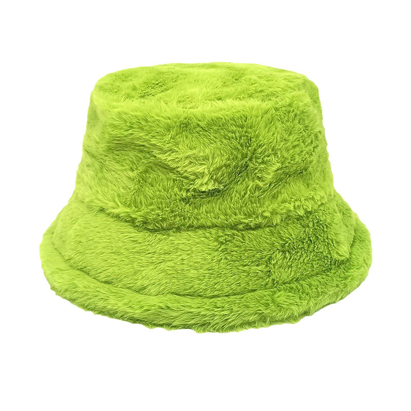 Amazon Hot Sale Solid Color Simple Imitation Rabbit Fur Bucket Hat European and American Autumn and Winter Outdoor Keep Warm Sunshade Plush Bucket Hat