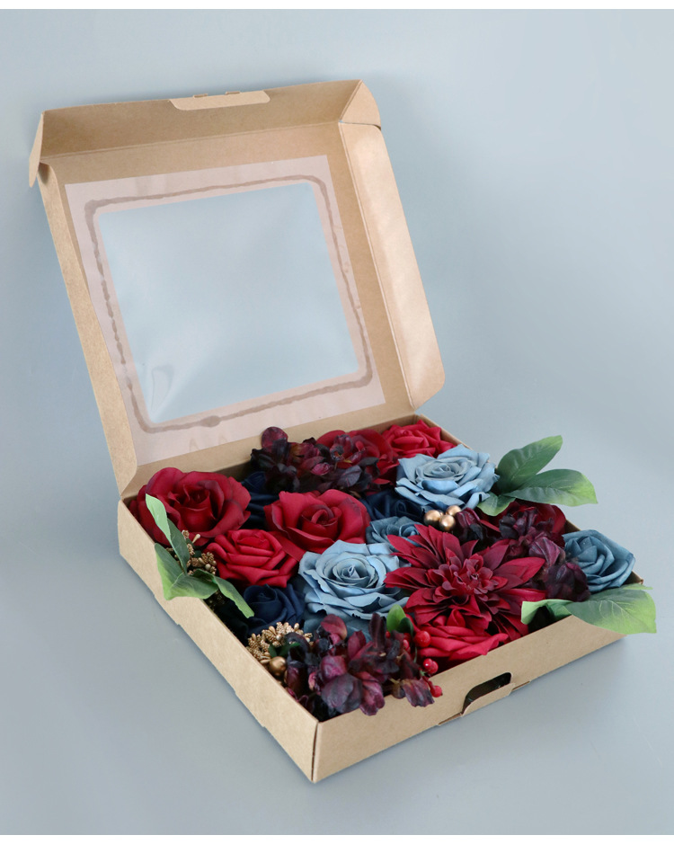 情人节盒装花礼盒仿真花盒婚礼diy新娘手捧花束求婚生日派对盒花