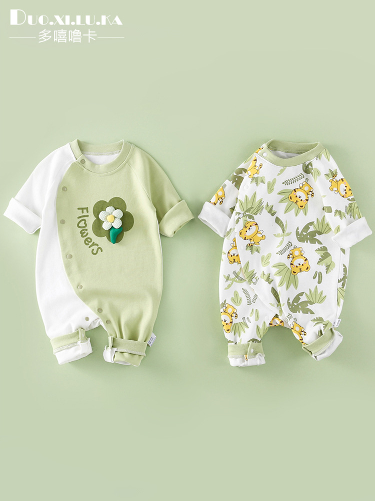 Newborn Baby Clothes Spring and Autumn Full Moon Baby Cotton Jumpsuit Men's and Women's Romper Long Sleeve Romper Cute