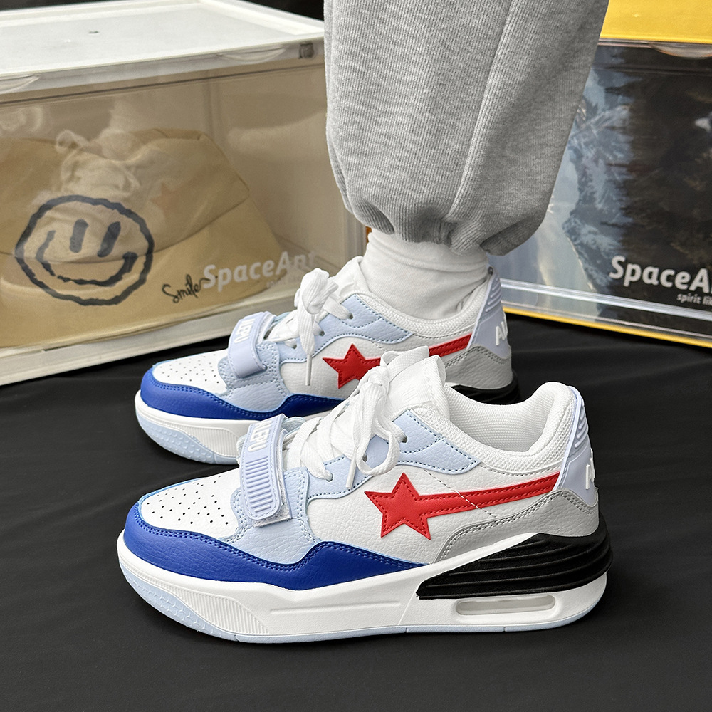 新款美拉德气垫星星运动鞋百搭高颜值学生版小众情侣增高板鞋潮男