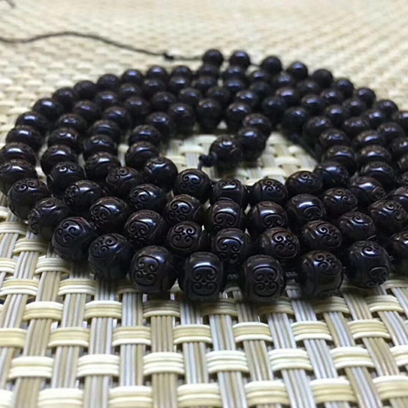 108颗椰蒂回纹珠手串 印尼椰子壳圆珠 菩提配饰文玩手链6-8mm