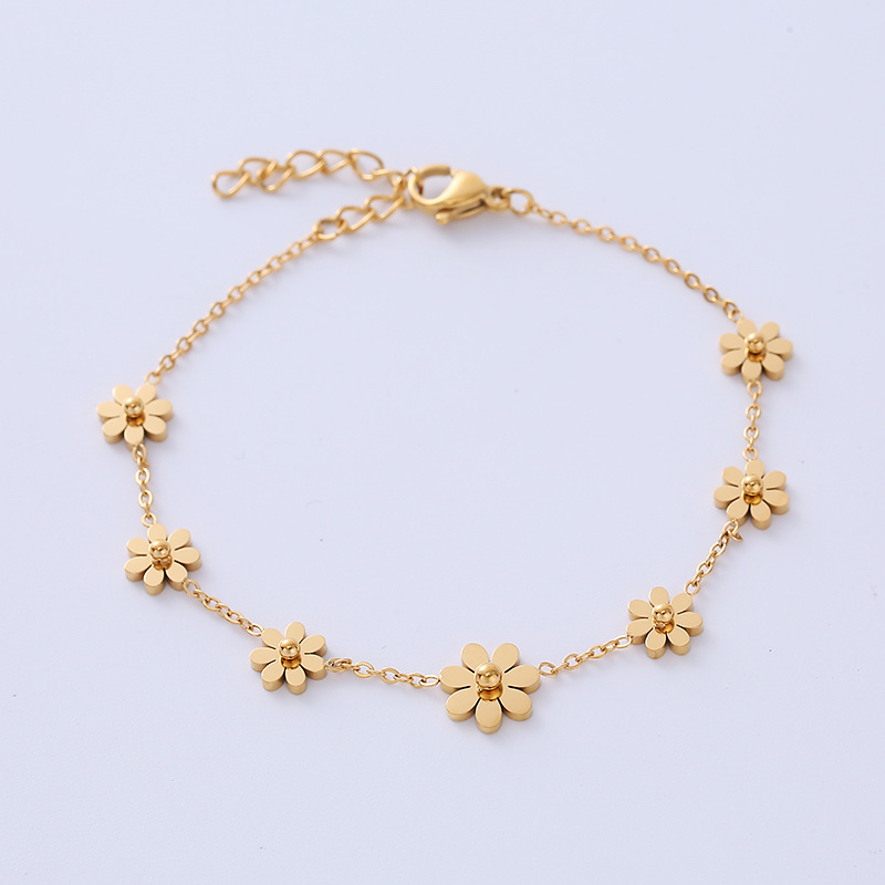 yz钛钢脚链女个性网红小众脚饰学生韩版配饰品跨境雏菊花脚环