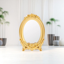 新款简约圆形金色化妆镜欧式轻奢化妆镜创意化妆台桌面摆件