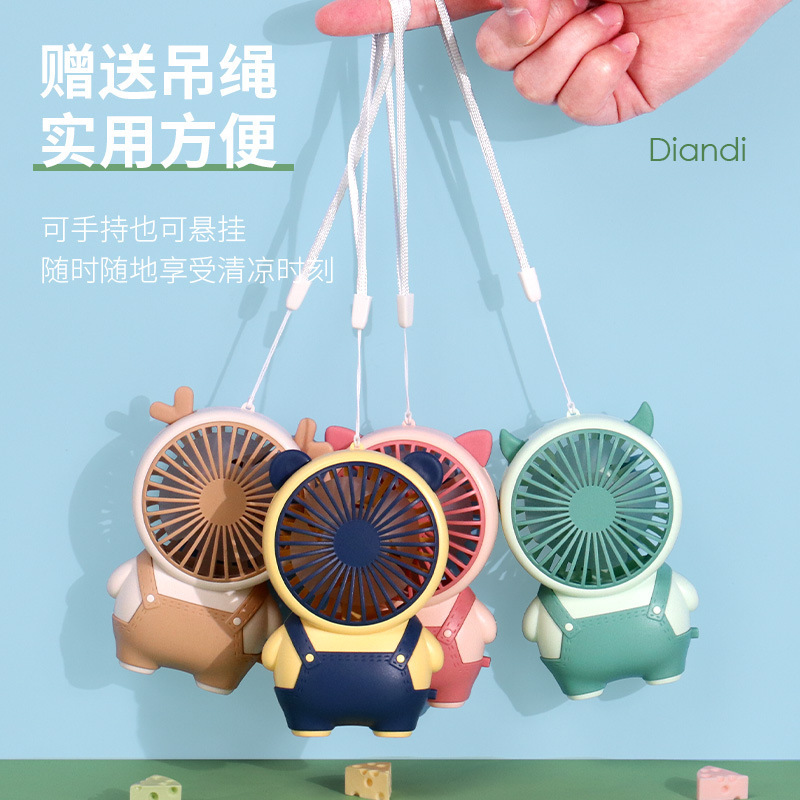 new cartoon small handheld fan wind mute student usb rechargeable long battery life portable portable gift