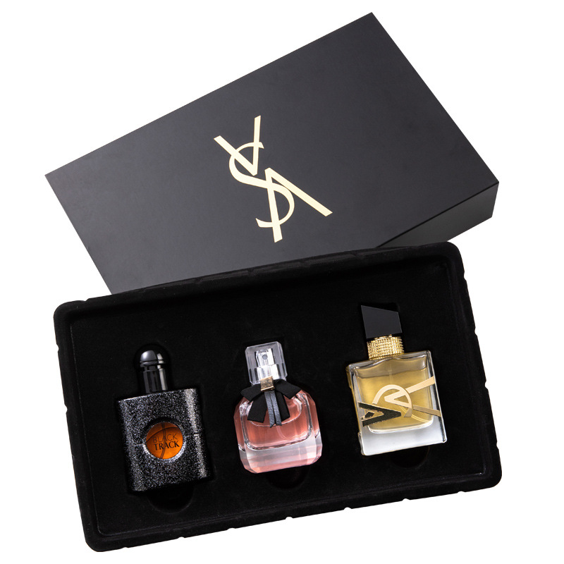 Flower Words Perfume for Women Gift Set Free Water Black Opium Reverse Paris Perfume Three-Piece Set Wholesale