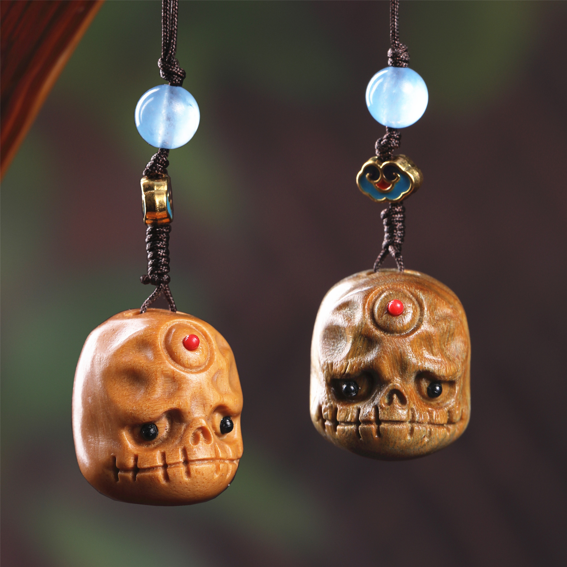 绿檀檀香阿呆 雕刻手机挂件配饰钥匙扣吊坠配件 直播货源厂家批发