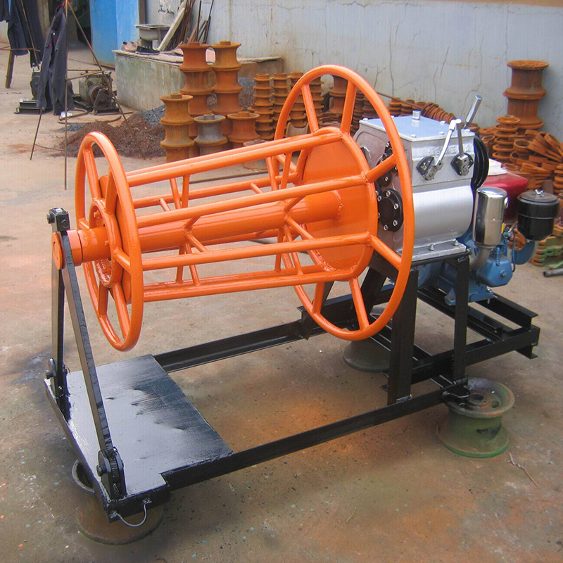 收放线绞磨绞盘电缆收放线机 大卷筒穿线机 汽油柴油锥形收线机