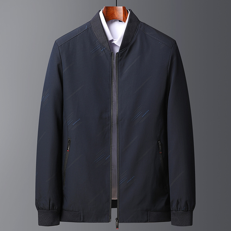 爸爸春装外套中年男士立领上衣服中老年春秋款休闲夹克衫商务茄克