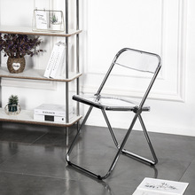 北欧透明折叠椅塑料水晶洽谈椅子凳子简约现代亚克力靠背餐椅代发