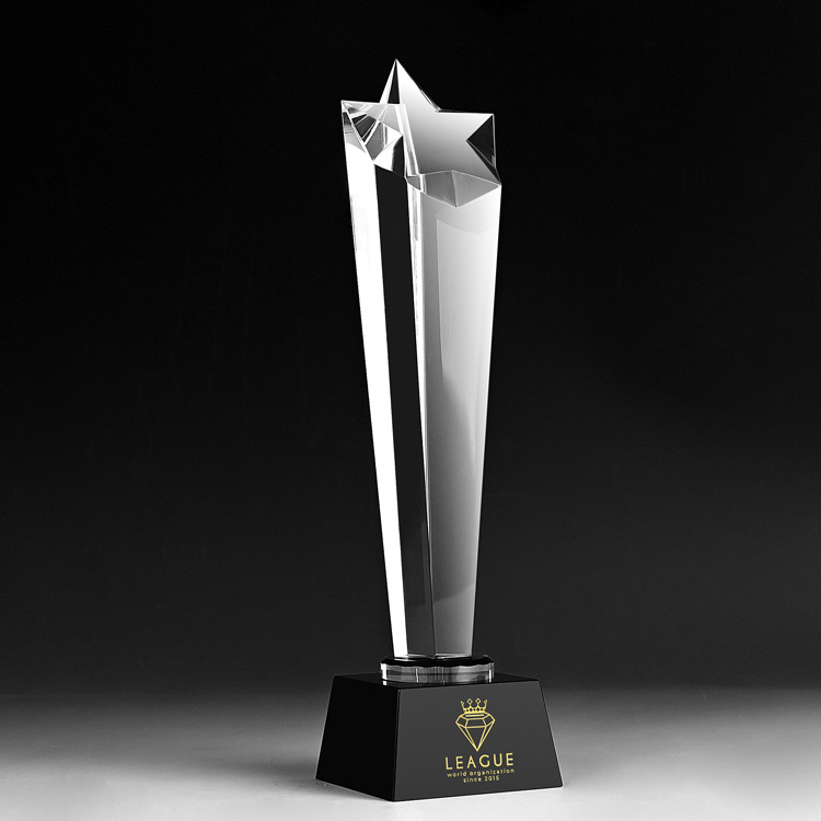 五角星形水晶新款奖杯创意优秀员工年会颁奖团队纪念荣誉销冠定
