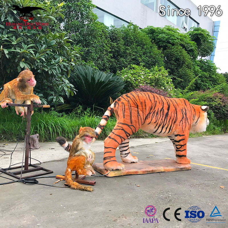 仿真机械电动硅胶毛皮动物老虎模型展陈美陈景区公园主题乐园打造