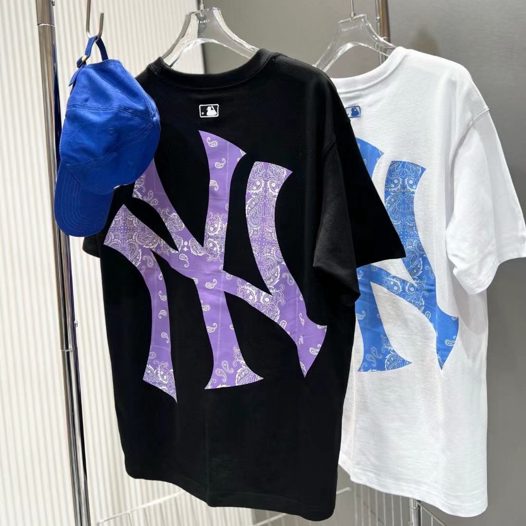 韩国mlb男女腰果花t恤印花大logo短袖运动休闲ny胸前印花半袖情侣