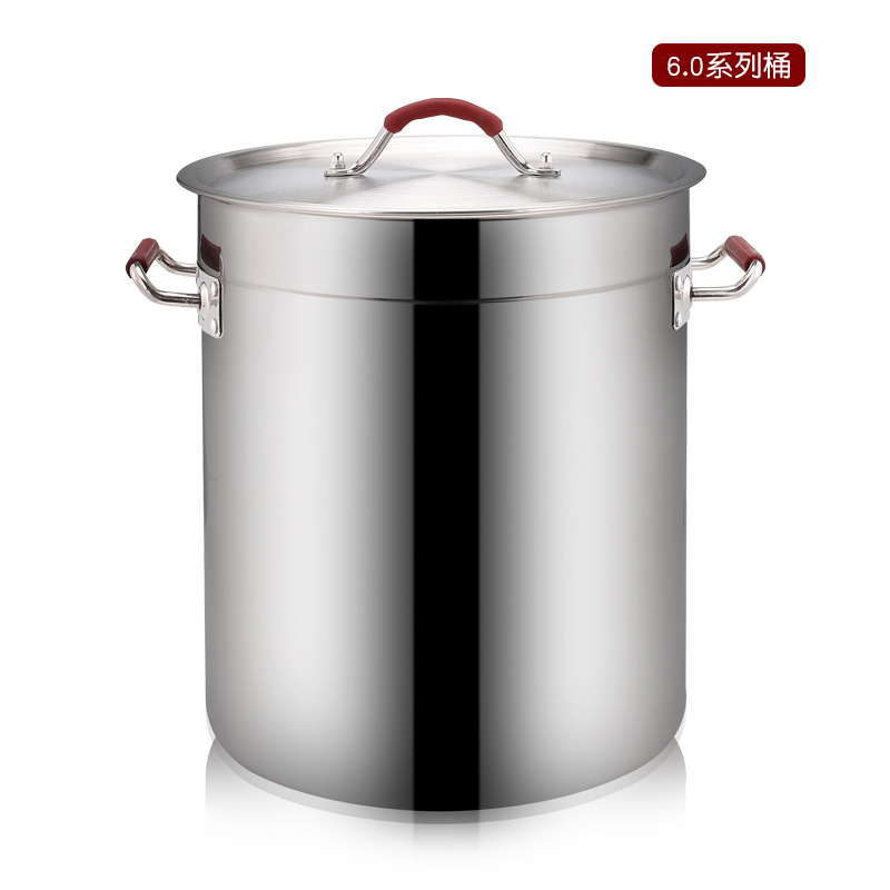 304 Stainless Steel Barrel Double Ears with Lid Soup Bucket Durable Large Capacity Canteen Water Storage Tank Dining Hall Commercial Soup Pot Bucket