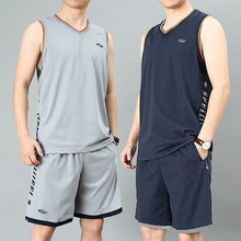 运动套装男夏季跑步运动服两件套背心短裤篮球服套装球衣男训练服