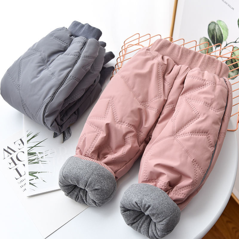 Girls' Four-Layered Thickened Cotton Pants Winter Wear One to Get through Winter Middle and Large Children North Single-Layer Fleece-Lined Boys' Pants