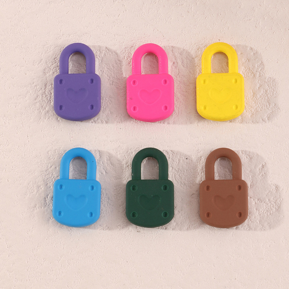 Diy0011 Alloy Color Spray Paint Pendant Candy Color Lock Shape Accessories DIY Handmade Lock Pendant