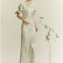 2024夏季国风新中式原创优雅设计复古轻奢高级感连衣裙女 M5094