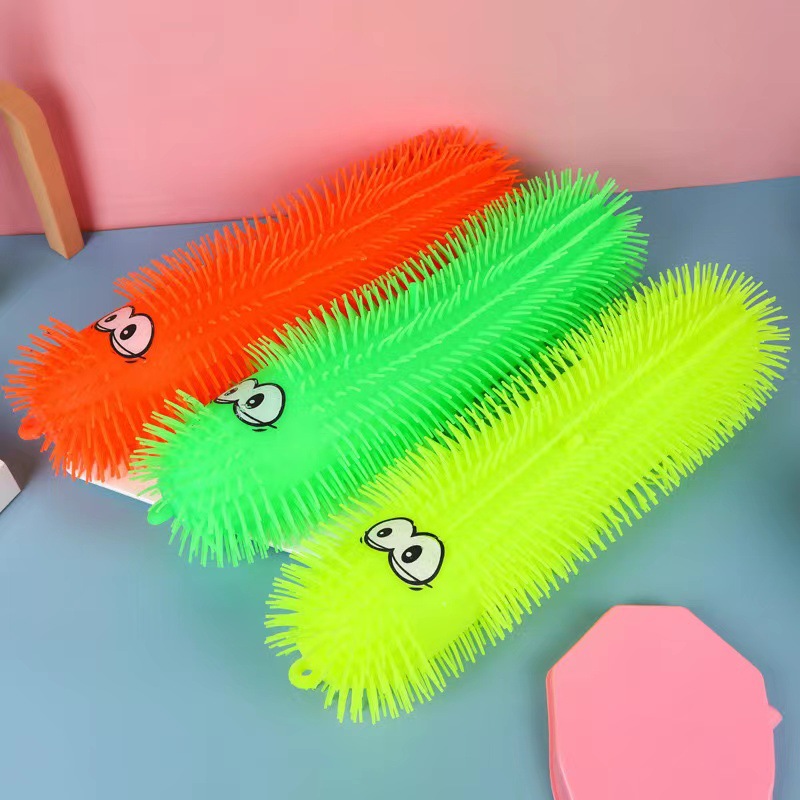 Night Market Push Flash Cartoon Decompression Led Luminous Exophthalmos Hairy Ball Vent Decompression Luminous Children's Toys