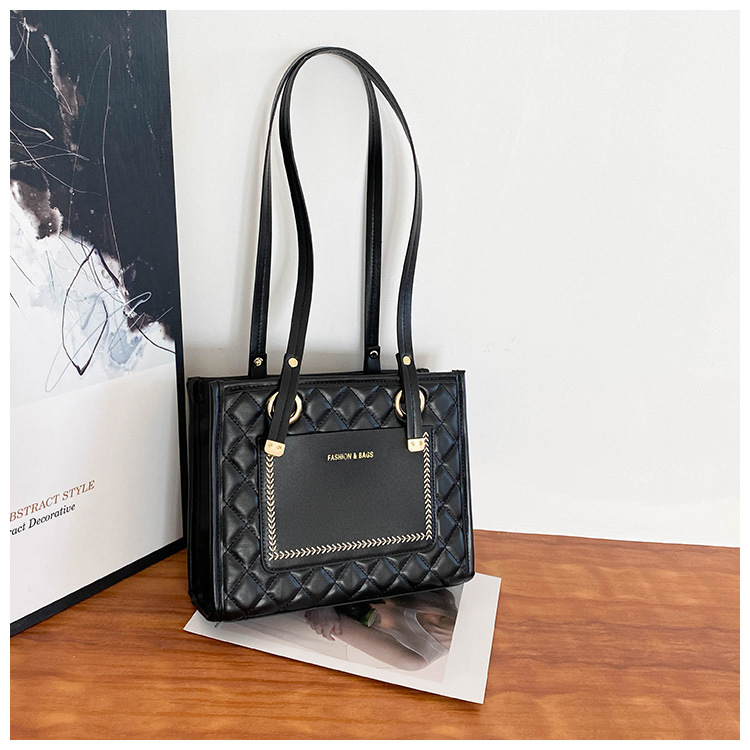 This Year's Popular Bag Women's Bag 2021 New Fashion Autumn and Winter Texture Special-Interest Design Shoulder Bag Rhombus Tote Bag