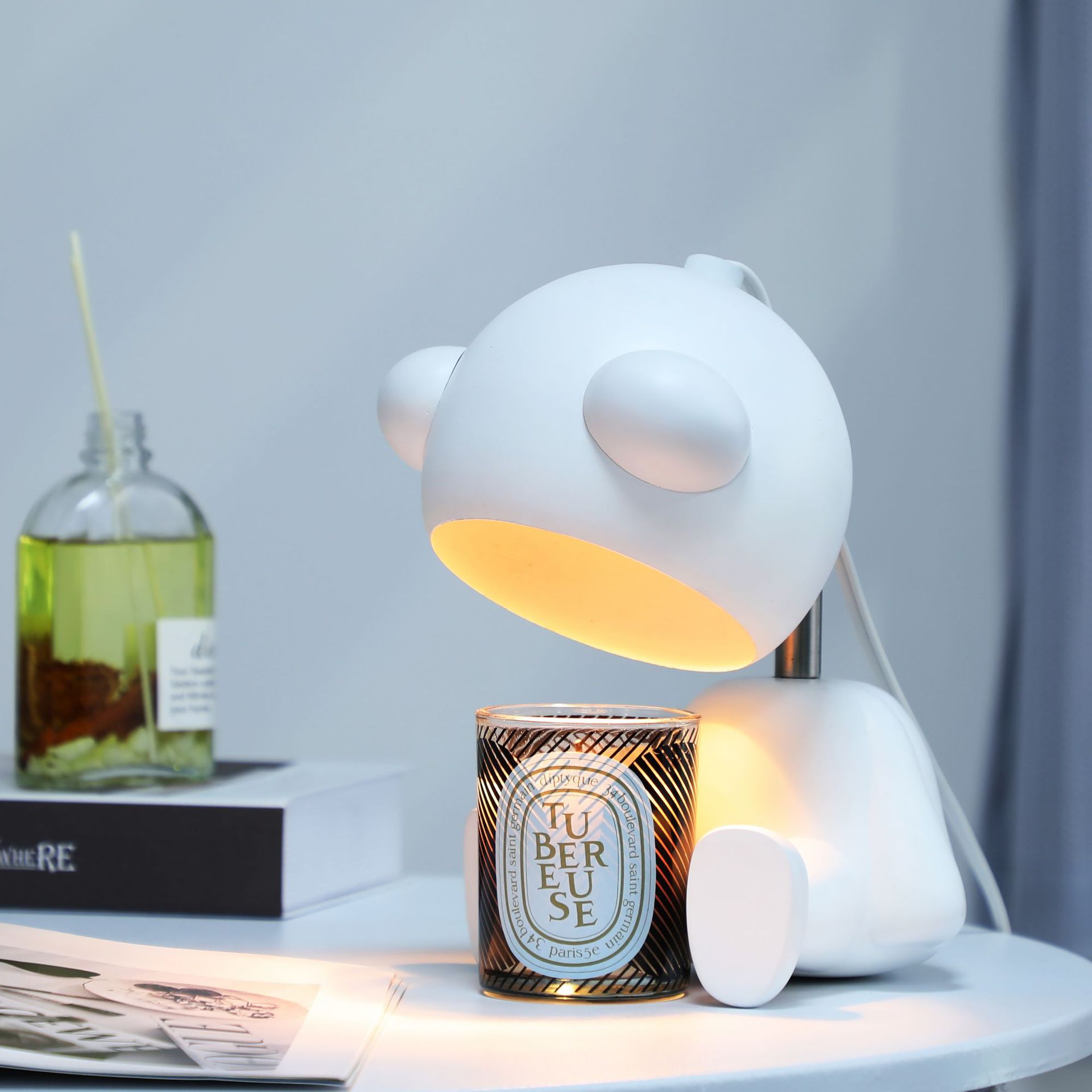 熊猫香薰融蜡灯融烛灯室内可爱台灯香氛蜡烛调光灯浪漫卡通融燭燈