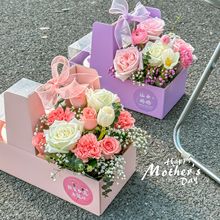 母亲节鲜花蛋糕盒礼盒手提花盒包装盒透明4寸甜品盒情人节批发
