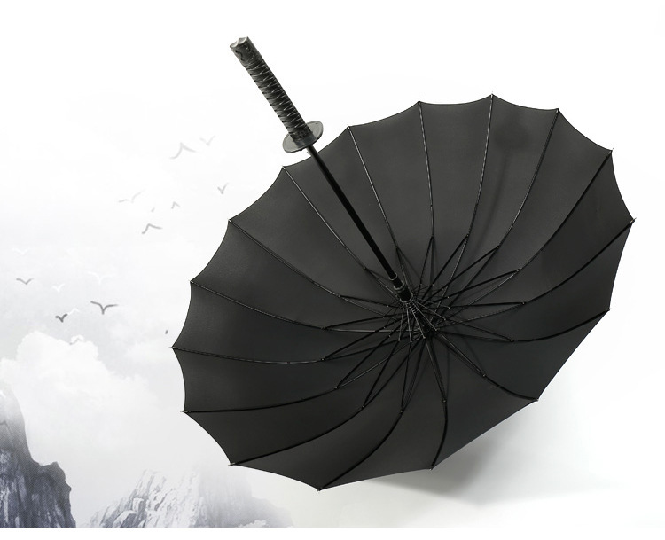 创意自动直杆伞黑色直杆日本武士刀伞晴雨伞 logo广告伞现货批发