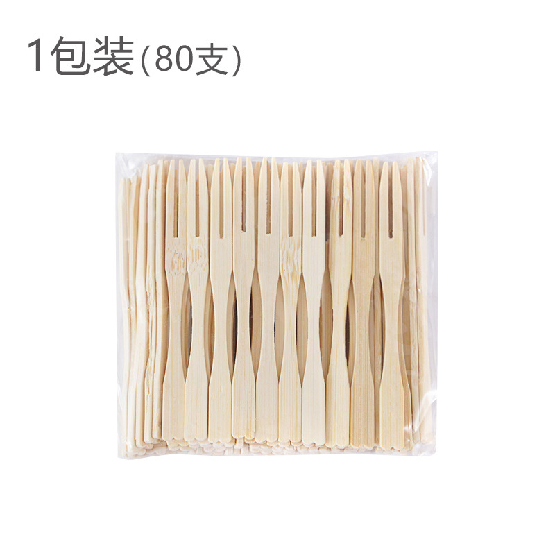 Disposable Fruit Fork Fruit Small Fork Solid Wood Fruit Toothpick Plug Transparent Household Dessert Cake Dessert Fork