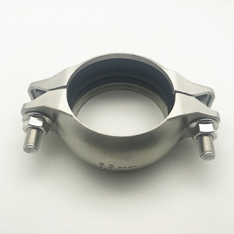 304不锈钢/圆体拷贝林加厚沟槽卡箍水处理管卡消防抱箍/重型哈夫