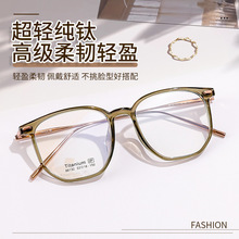 大框茶色眼睛框超轻纯钛眼镜架女款86132丹阳近视眼镜厂镜框批发