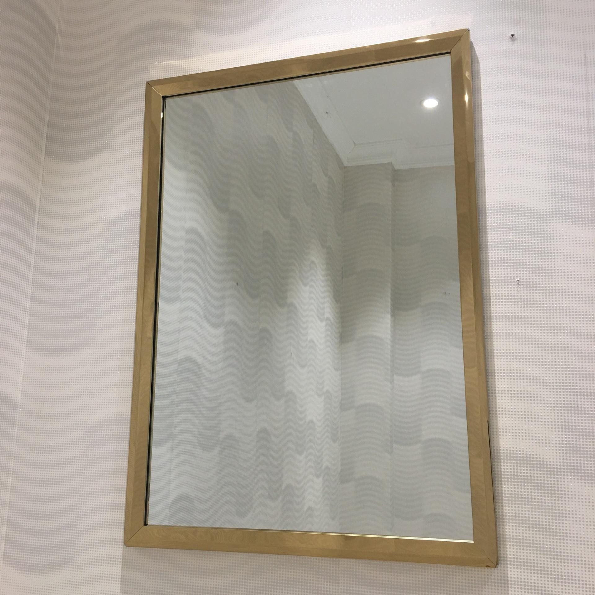 不锈钢金色边框镜子卧室梳妆台化妆镜卫生间防爆浴室镜平面镜批发