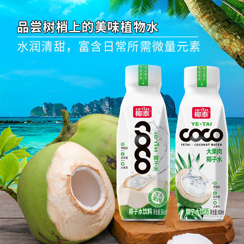 0成交6箱椰泰椰汁 泰式果肉果粒椰子汁 植物蛋白饮料420ml瓶装厂家