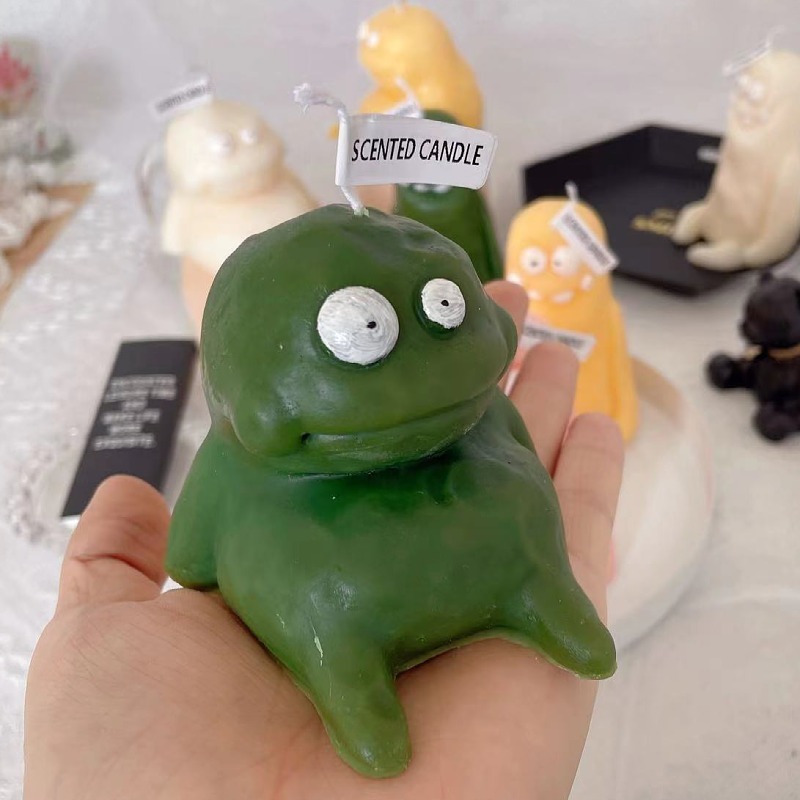 Two Clay Candle Funny Ugly and Cute Hand Gift Fat Thin Clay Monster Cartoon Shape Aromatherapy Candle