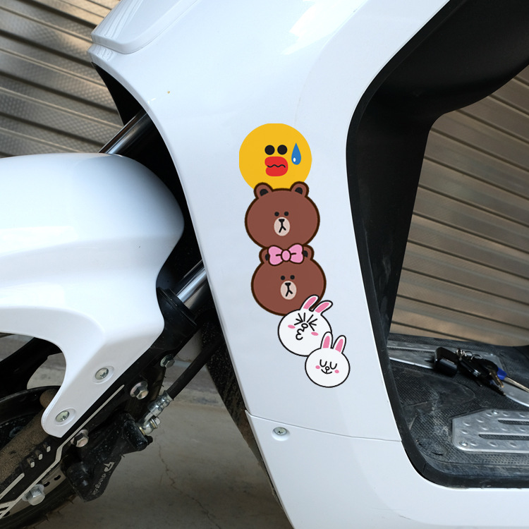 小牛电动摩托车贴纸卡通表情包遮刮痕外壳装饰头盔包装标牌标签不