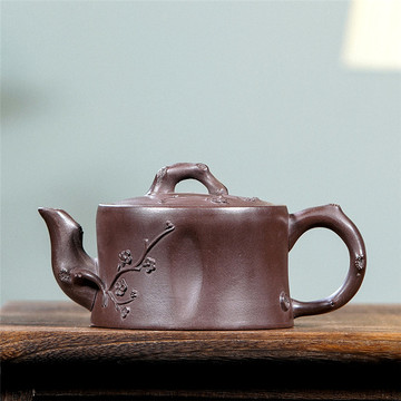 宜兴手工泥绘紫砂壶一件起批 紫泥梅桩泡茶壶250毫升功夫茶具