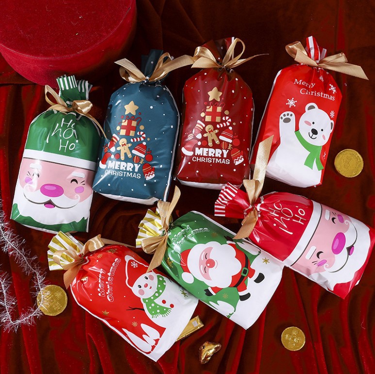 Cross-Border Direct Sales Original Christmas Gift Packing Bag Ribbon Drawstring Bag Safe Fruit Bag Return Gift Drawstring Bag