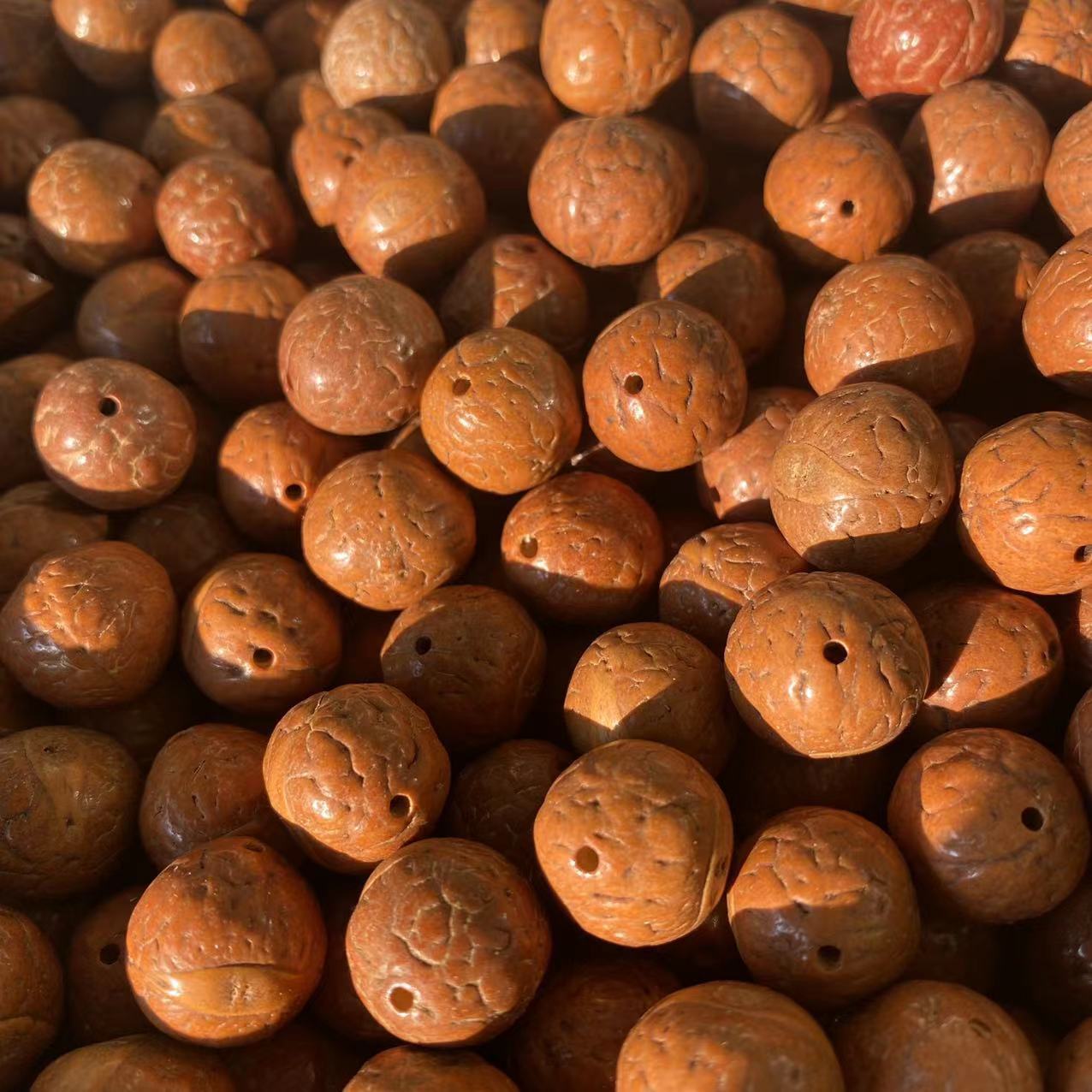 批发尼泊尔凤眼菩提子散珠原籽红皮文玩佛珠108颗diy配珠已打孔