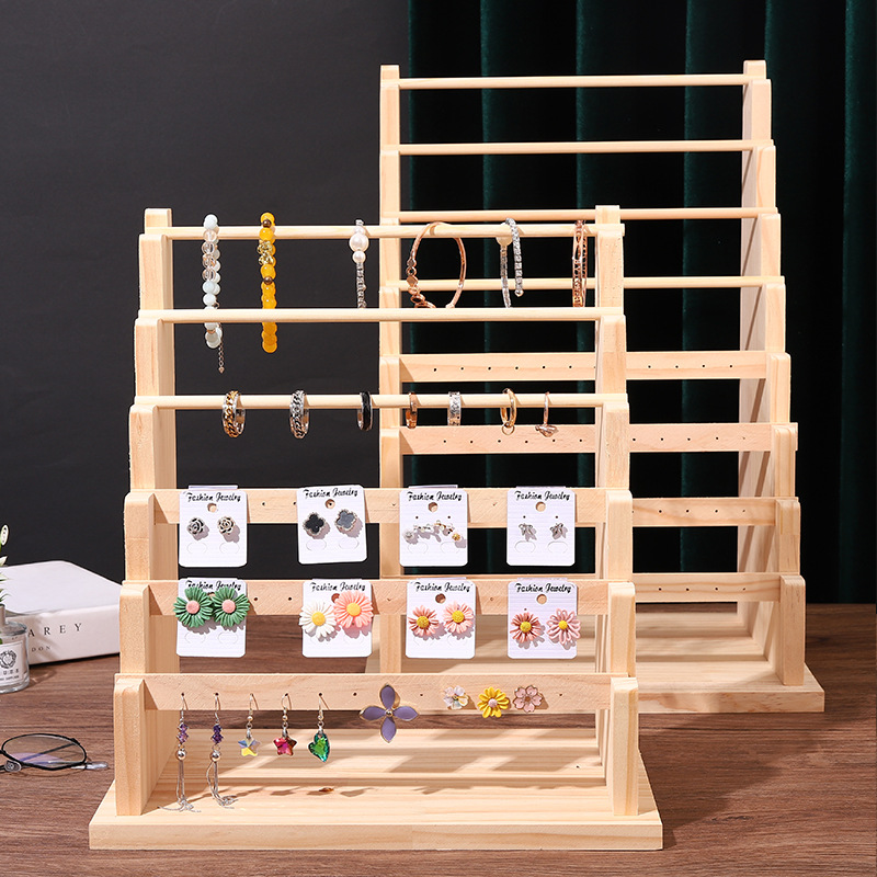 原木手镯手链吊坠饰品挂架耳环耳钉收纳架子珠宝首饰柜台摆摊展架