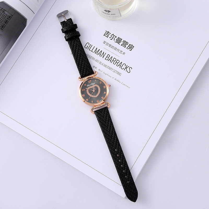 Foreign Trade Valentine's Day Solid Color Quartz Couple Watch Simple Heart Shape with Diamond All-Match Watch Student Small Gift Watch