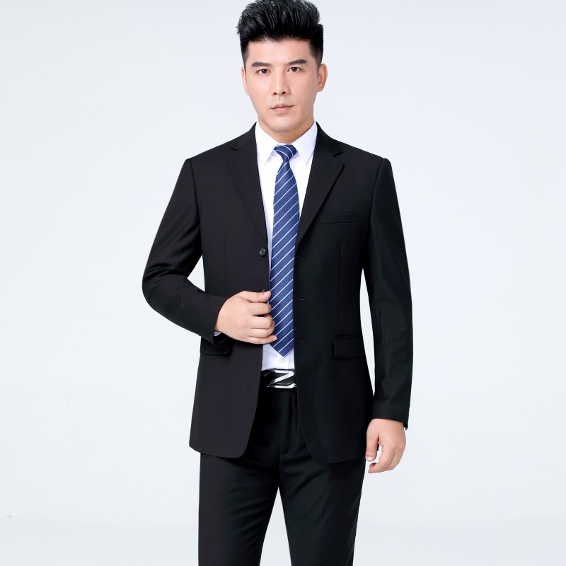 品牌西服套装男士商务宽松大码工作服中老年爸爸职业西装一件代发