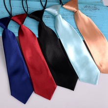 橡皮筋松紧带领带批发懒人领带新品潮流简约纯色领带纺丝儿童领带