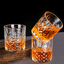 日式花纹威士忌杯酒吧专用古典鸡尾酒杯复古烈酒杯玻璃杯洋酒杯子