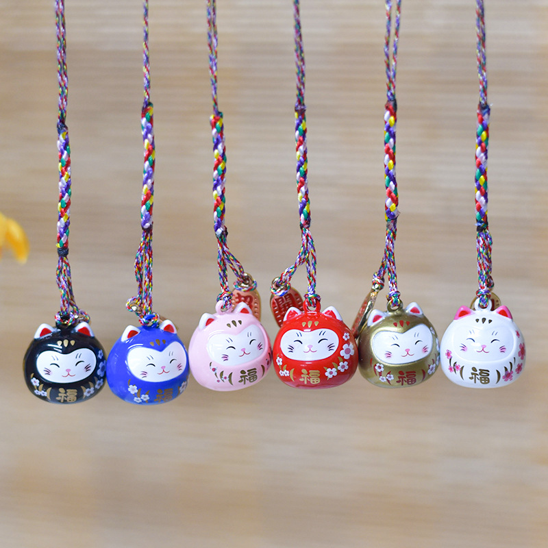 Le Meow Dream Water Sound Bell Fortune Cat Keychain Lanyard Cute Exquisite Little Bell Shape Girls' Bags Mascot